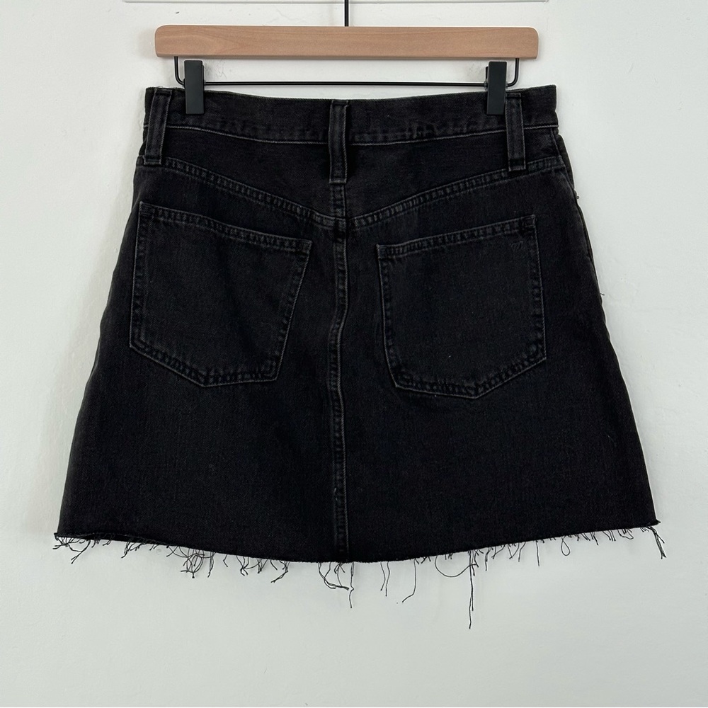 Madewell High Waist Button Front Rigid Denim A-Line Skirt Black Lunar | 28 - Picture 7 of 13
